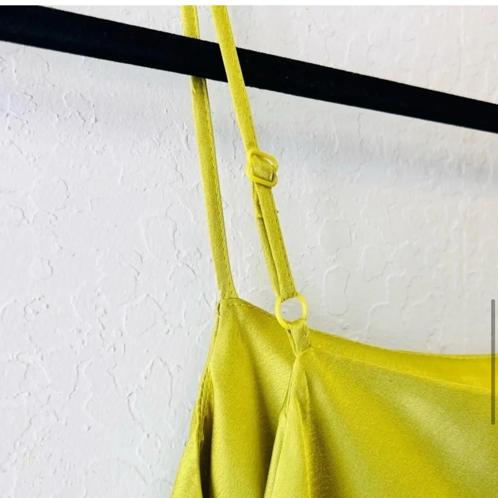 Apparis Carmen Satin Slip Mini Dress in Green Yellow - Picture 5 of 5